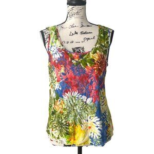 Jams World Womens Top Santini Print Sleeveless Hawaiian Resort Size S